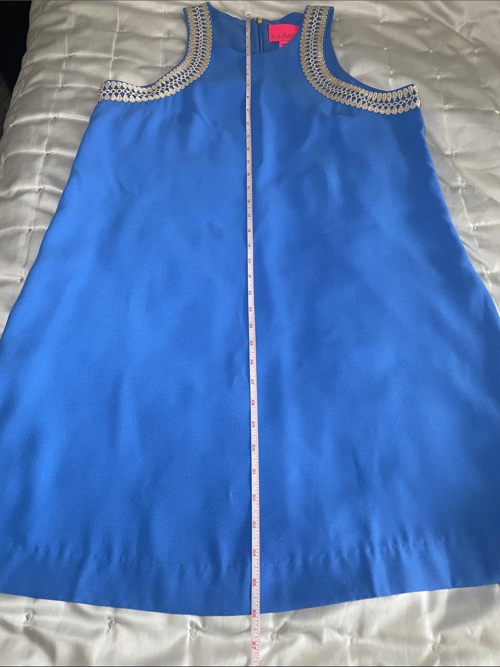 Lilly Pulitzer Amayah Soft Shift Blue Sleeveless Dress with Lace Trim sz 8 - Picture 8 of 12